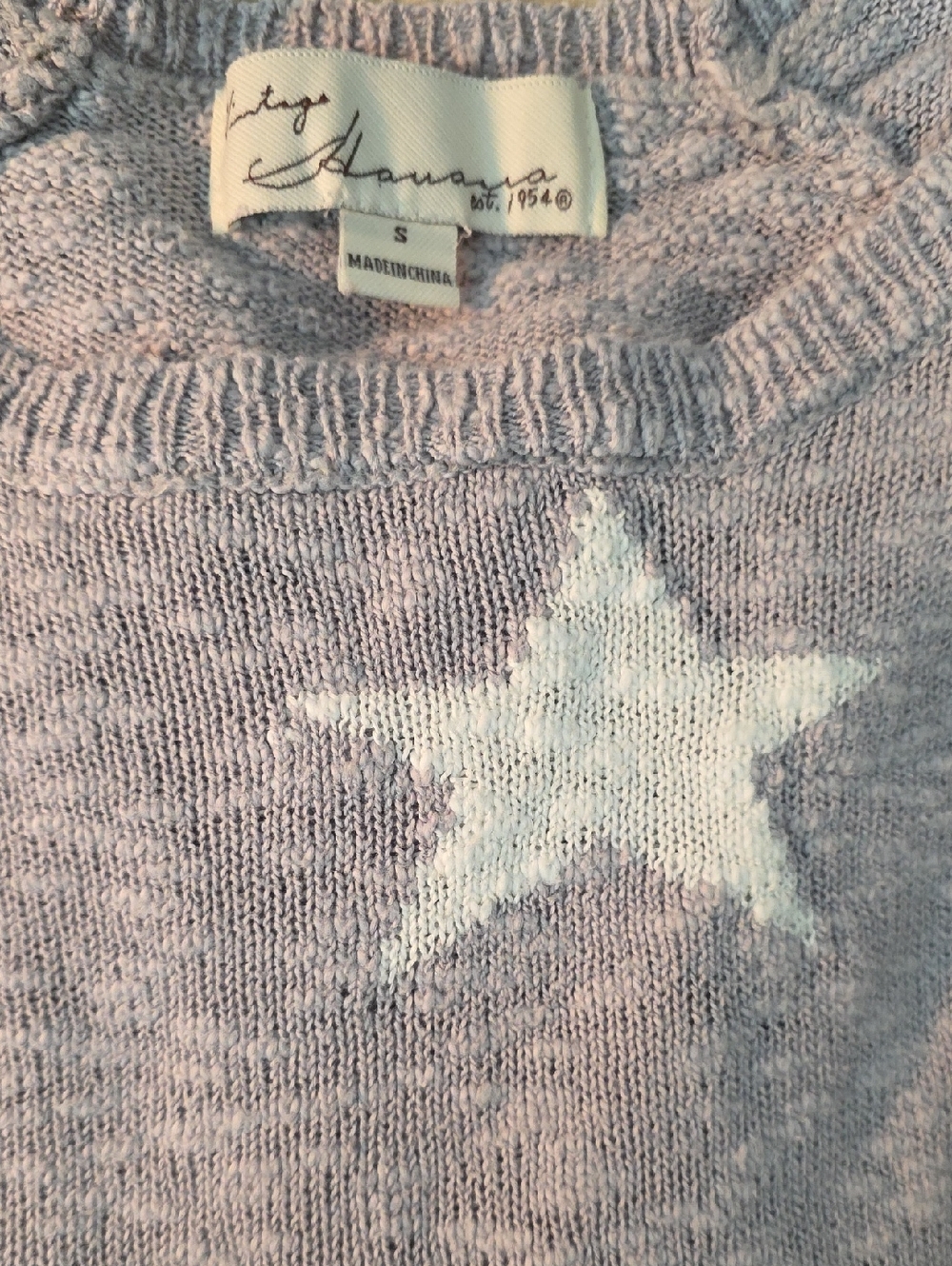 Vintage Havana Loose Knit Star Lightweight Boxy Sweater Split Hem Size S